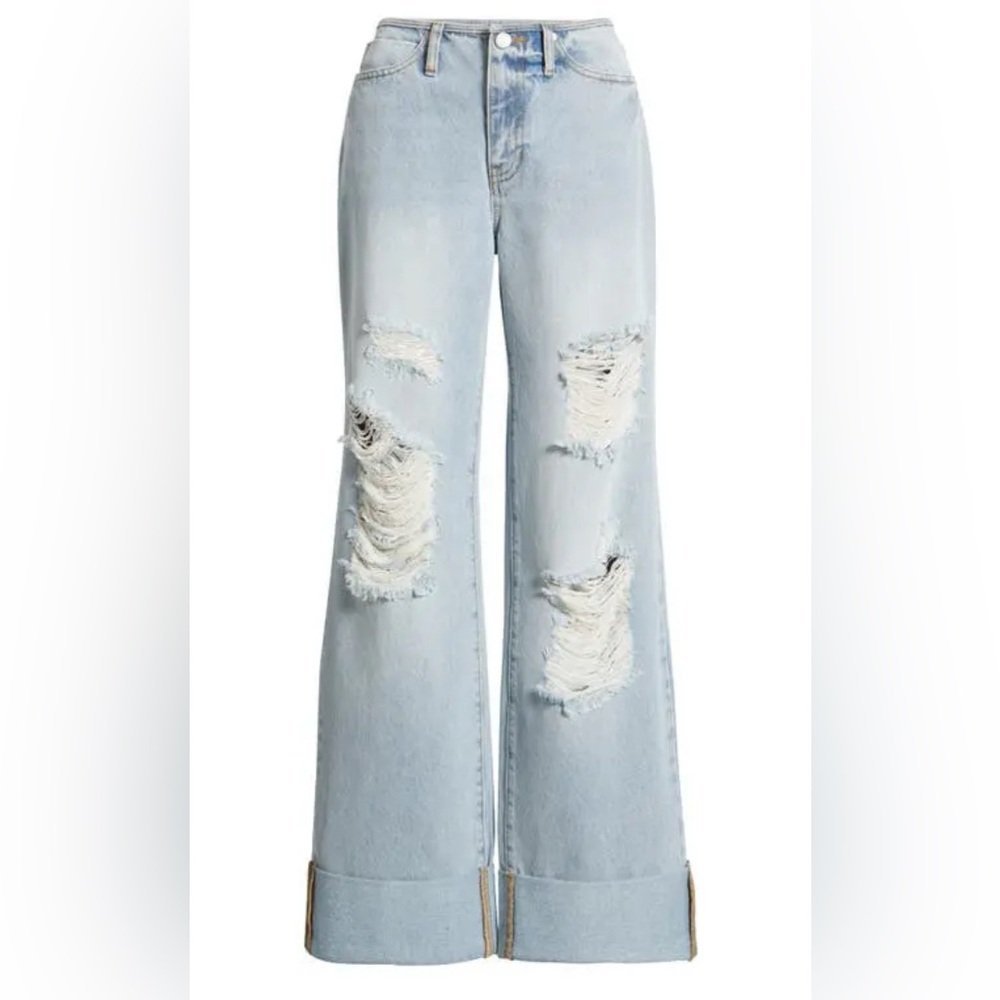 PTCL Elowen Distressed Cuffed Wide Leg Jeans Size 29